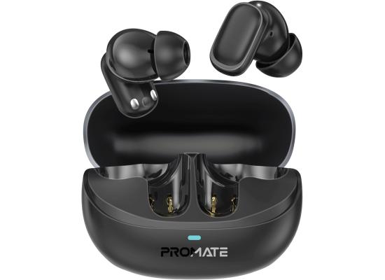Promate Lush-Pro Bluetooth True Wireless Stereo Earbuds with Superior Sound Quality, IntelliTouch Controls, Long Battery Life, HD Microphone for Clear Calls, and IPX4 Water Resistance, Black